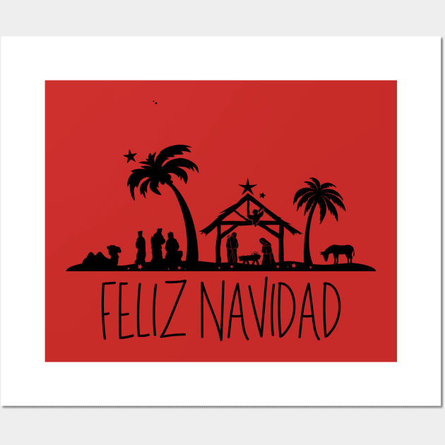 Feliz Navidad Christmas Nativity Scene Wall Art by KayBee Gift Shop